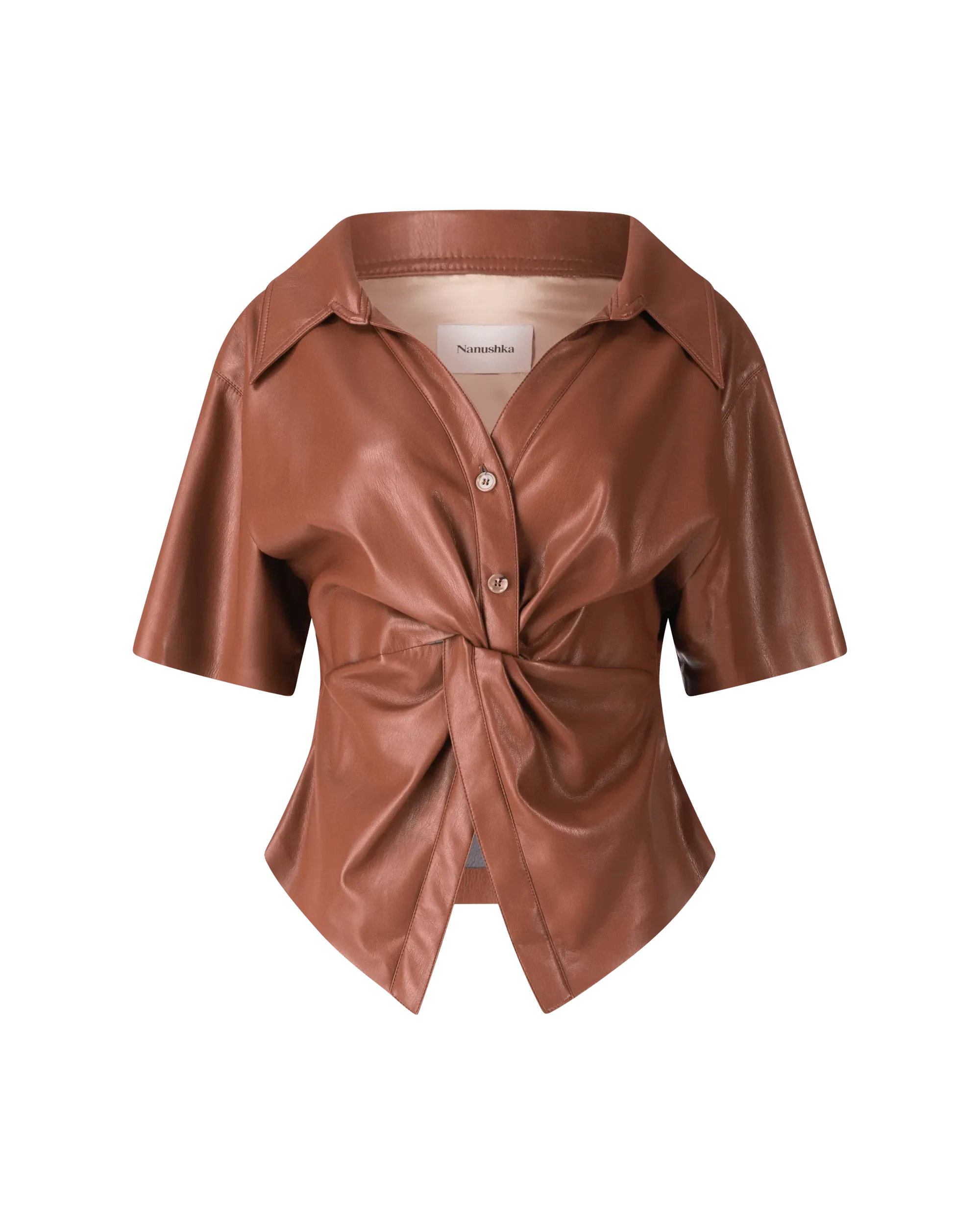 Thora Vegan Leather Twist Top