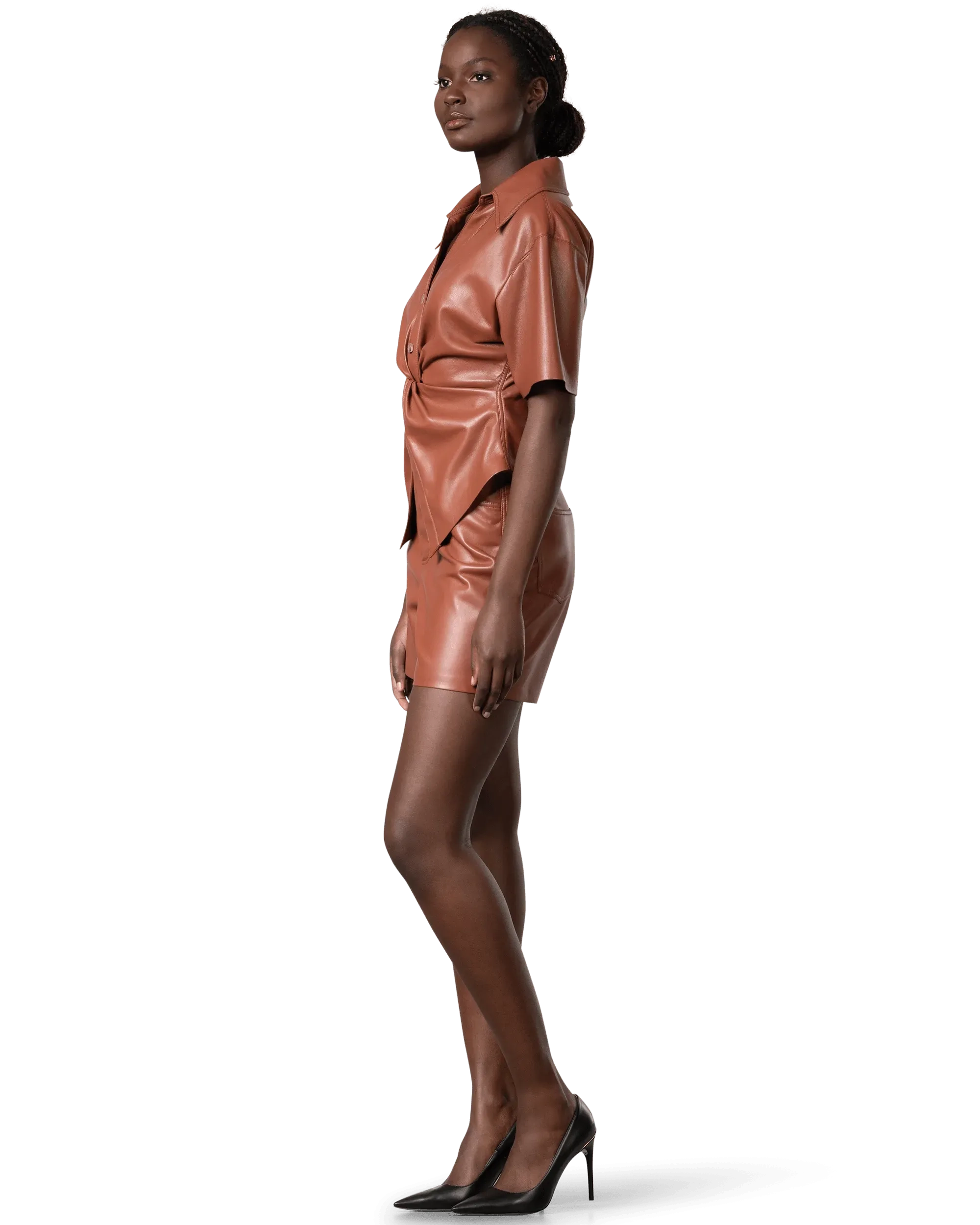 Thora Vegan Leather Twist Top