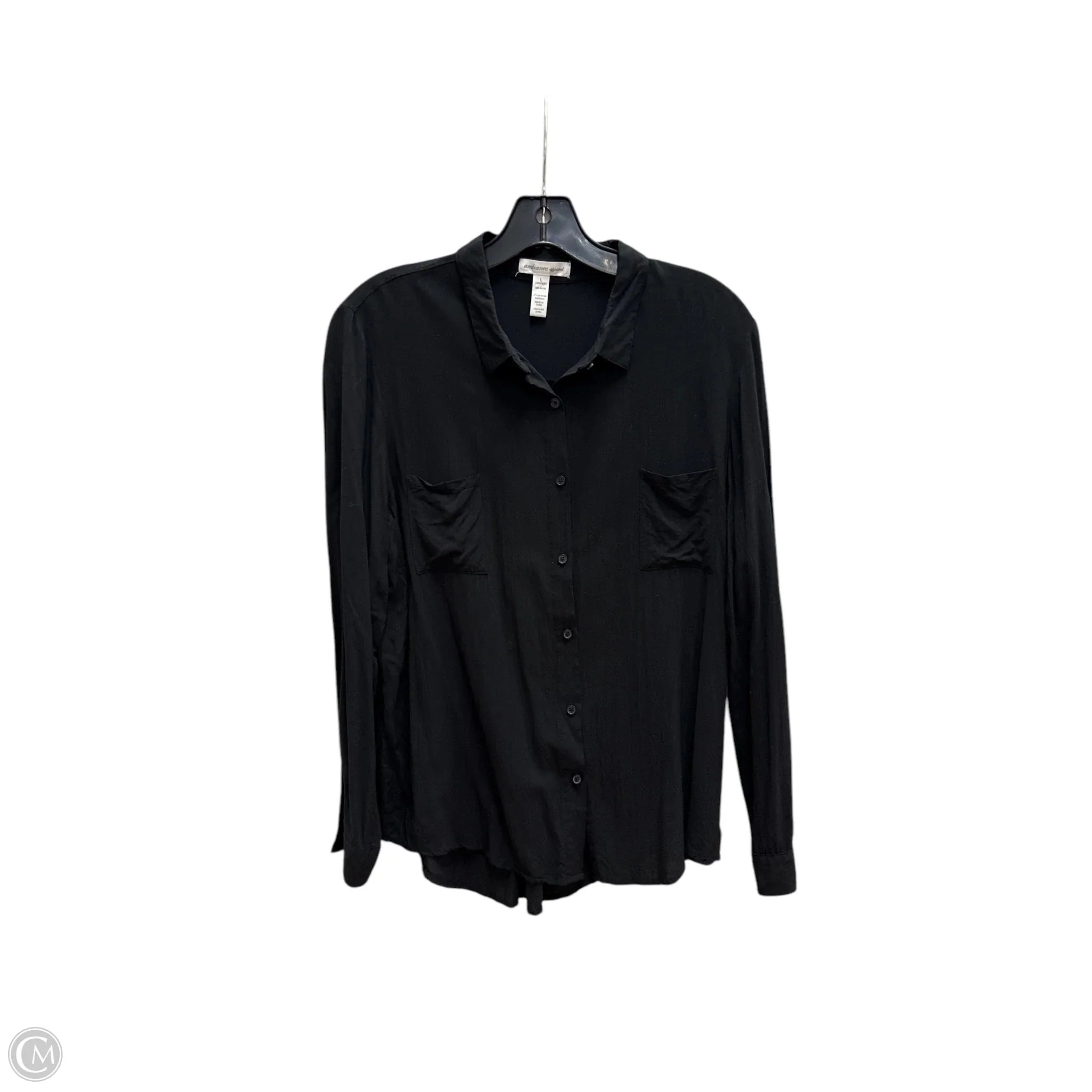 Top Long Sleeve By Ambiance Apparel In Black, Size: L