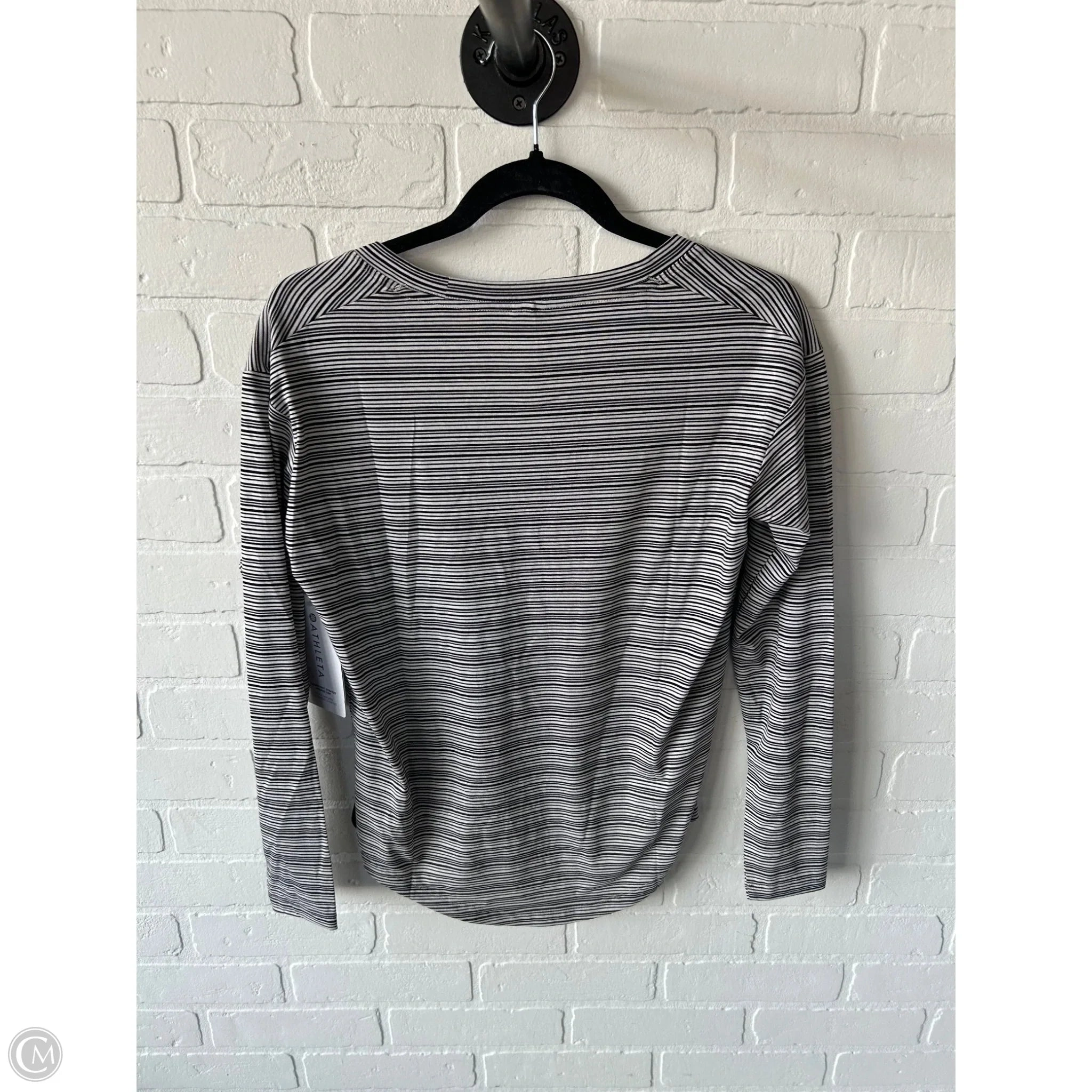 Top Long Sleeve By Athleta In Black & Cream, Size: Xxs