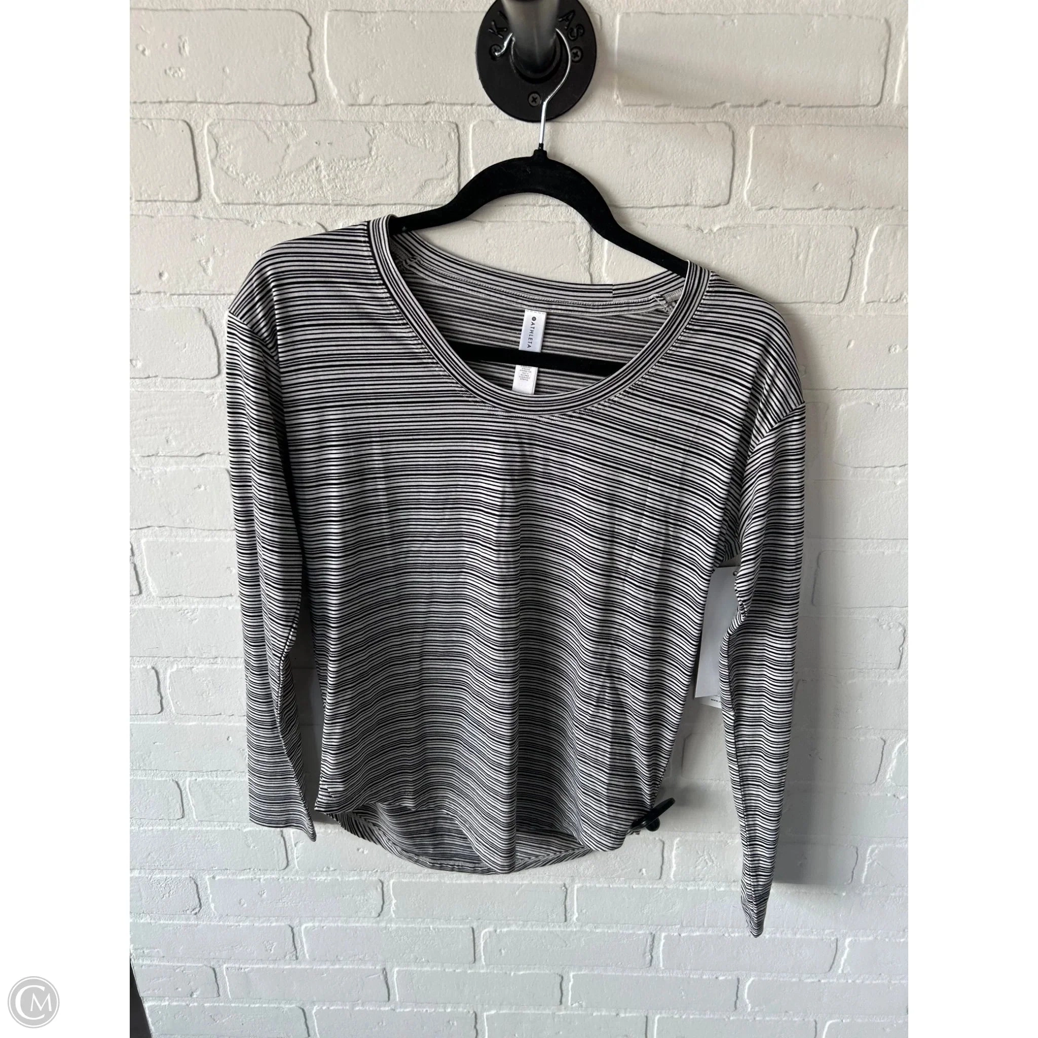 Top Long Sleeve By Athleta In Black & Cream, Size: Xxs