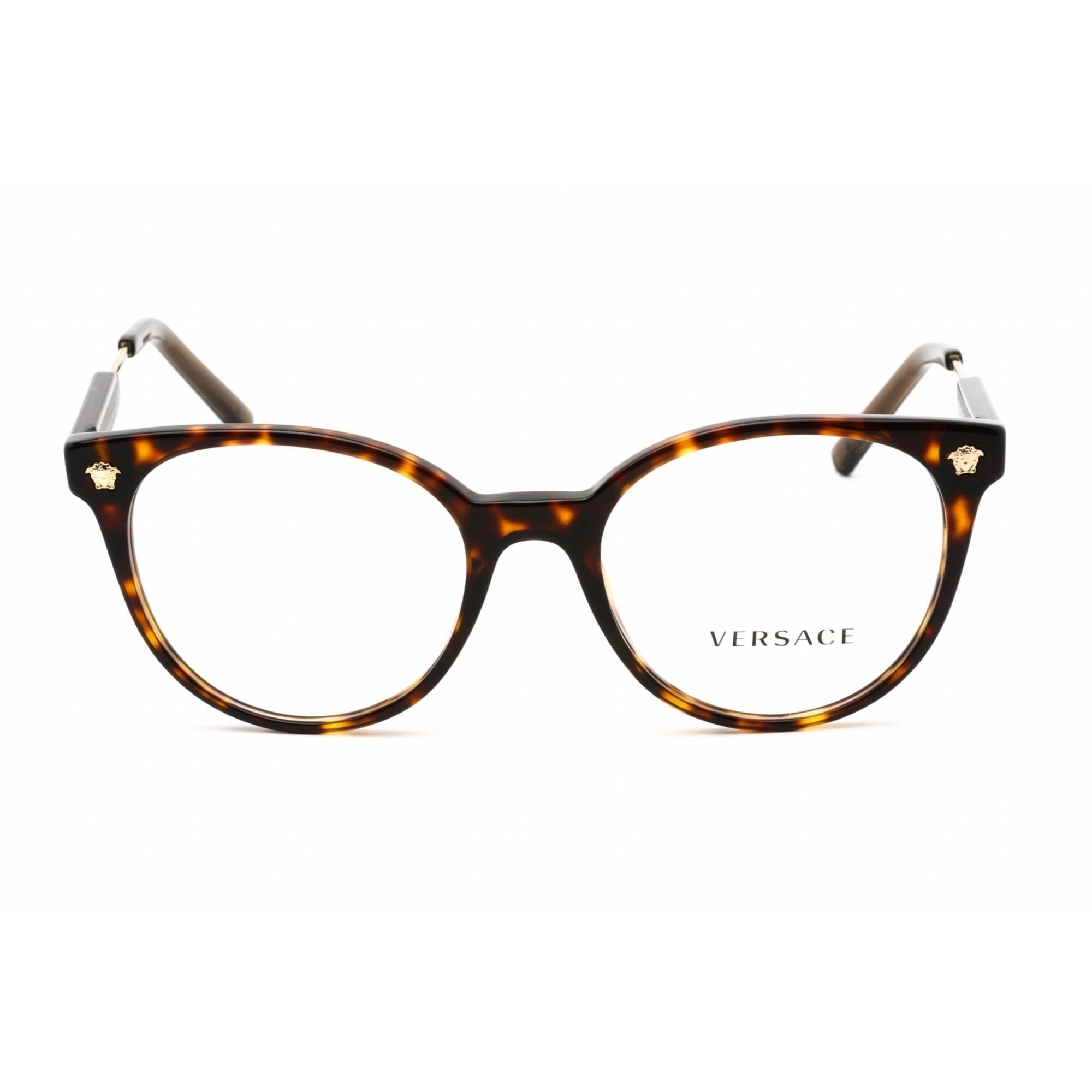 Versace Unisex Eyeglasses - Clear Lens Dark Havana Plastic Round Frame | VE3291 108