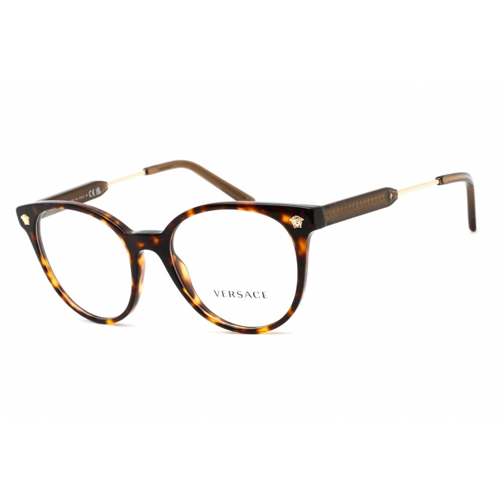 Versace Unisex Eyeglasses - Clear Lens Dark Havana Plastic Round Frame | VE3291 108