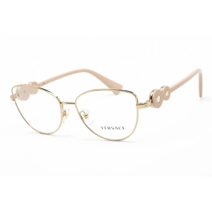 Versace Women's Eyeglasses - Clear Lens Light Gold Metal Cat Eye Frame | 0VE1284 1490