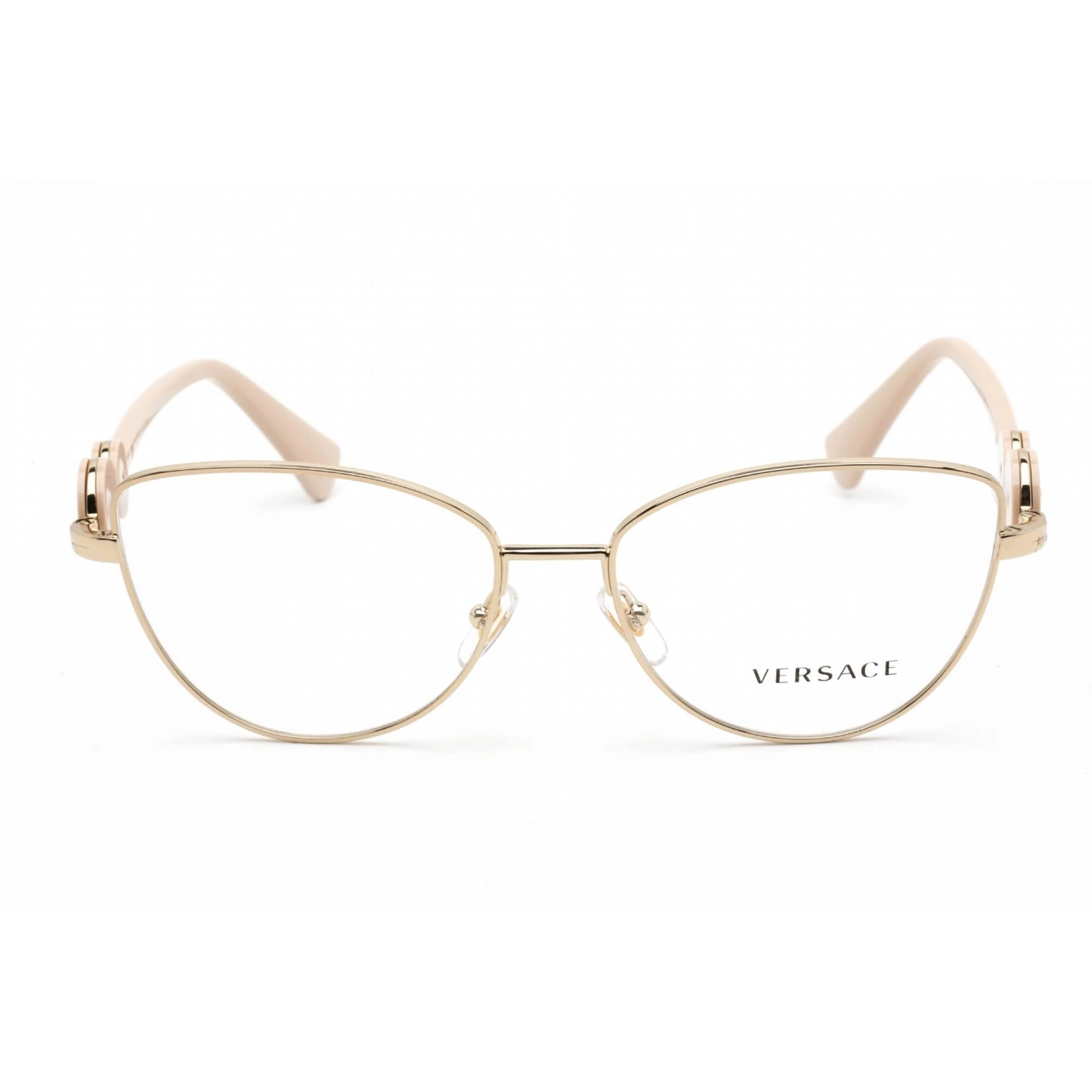 Versace Women's Eyeglasses - Clear Lens Light Gold Metal Cat Eye Frame | 0VE1284 1490