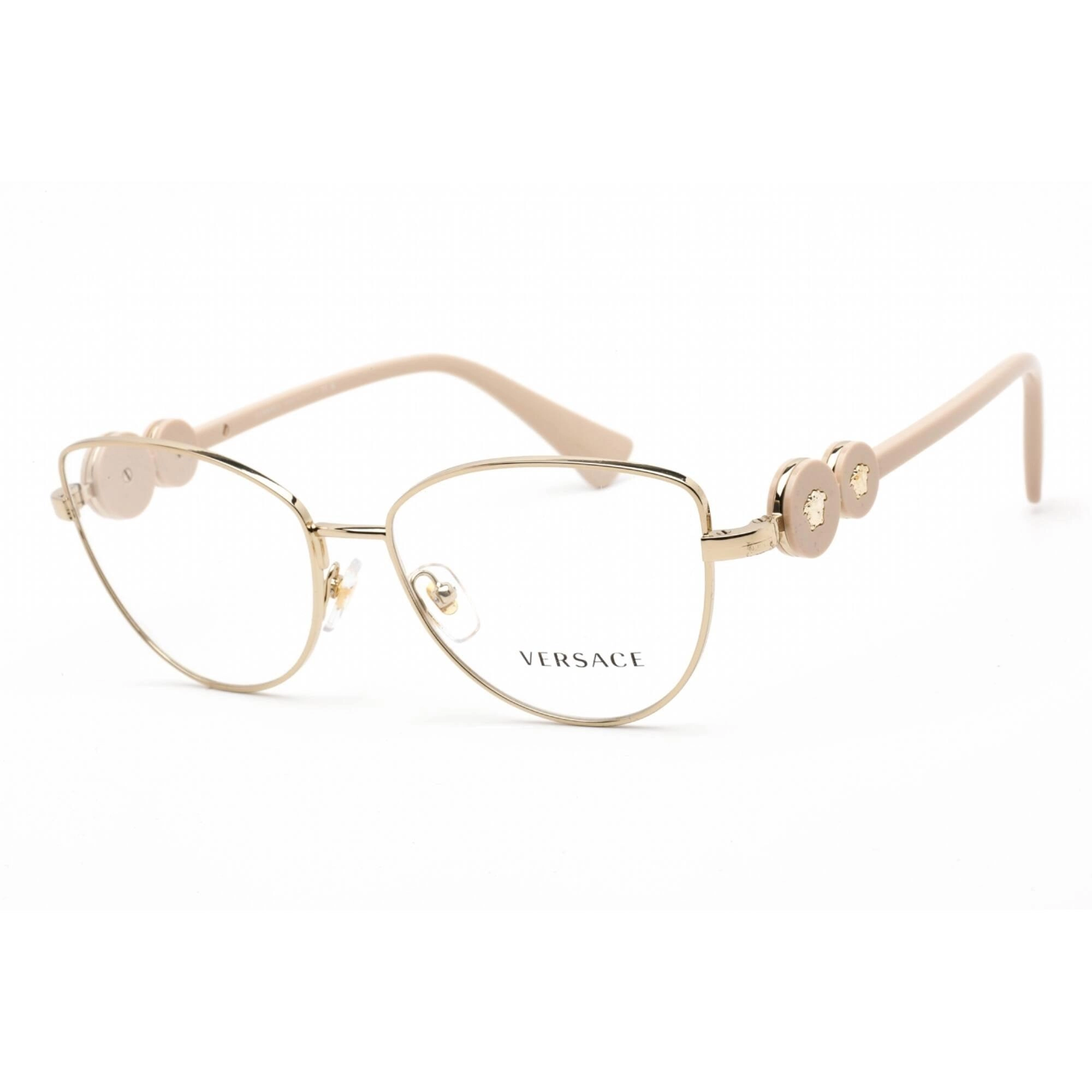 Versace Women's Eyeglasses - Clear Lens Light Gold Metal Cat Eye Frame | 0VE1284 1490