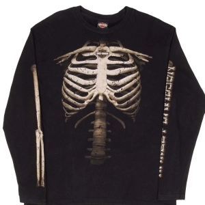 VINTAGE HARLEY DAVIDSON LONG SLEEVES SKELETON TEE SHIRT SIZE XL MADE IN USA