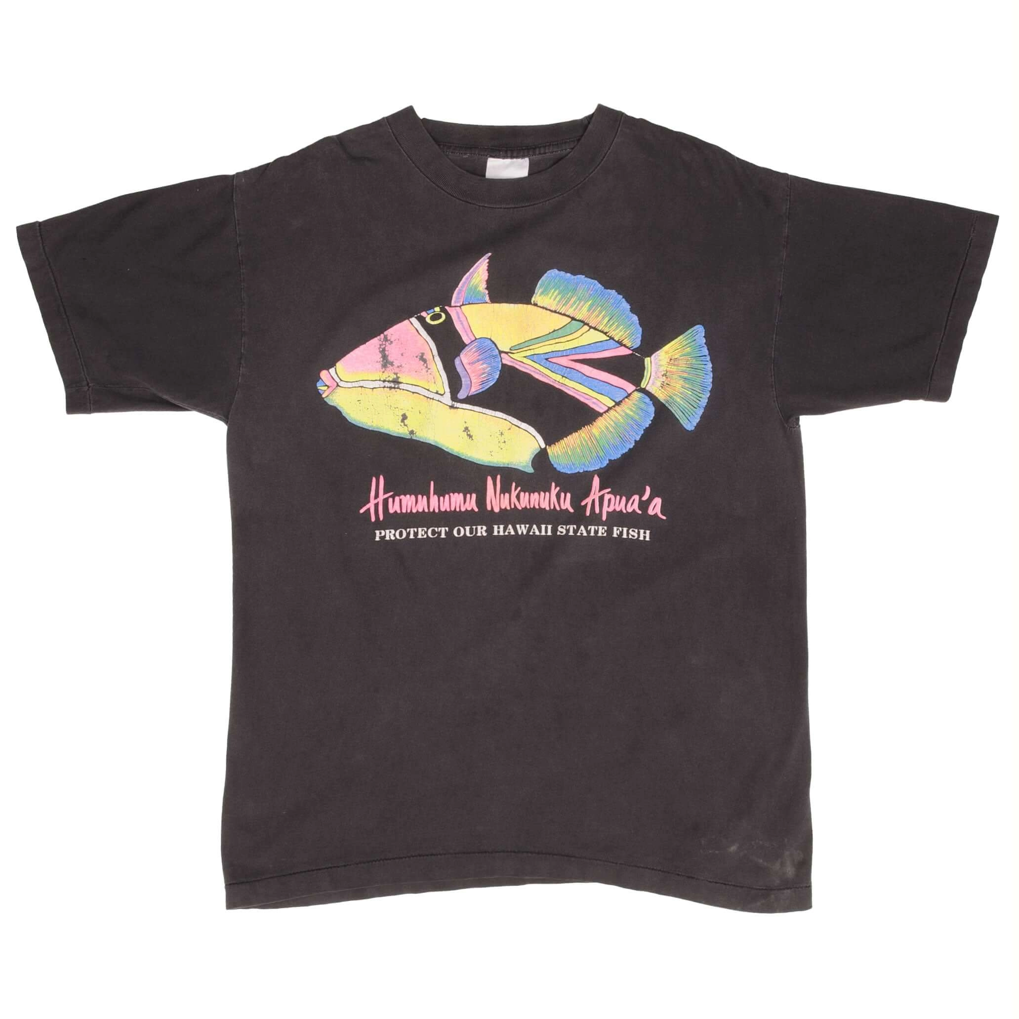 VINTAGE HUMUHUMU NUKUNUKU APUA'A FISH HAWAII GRAPHIC TEE SHIRT LARGE MADE IN USA