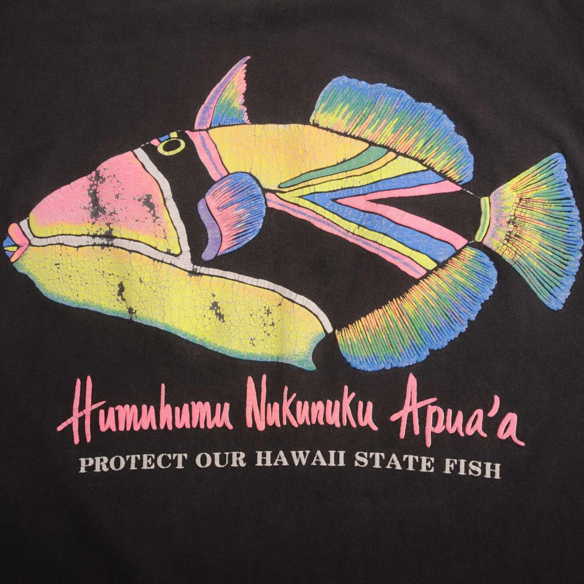 VINTAGE HUMUHUMU NUKUNUKU APUA'A FISH HAWAII GRAPHIC TEE SHIRT LARGE MADE IN USA