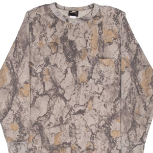 VINTAGE HUNTING NATURAL GEAR CAMO LONG SLEEVE POCKET TEE SHIRT 1990S MEDIUM