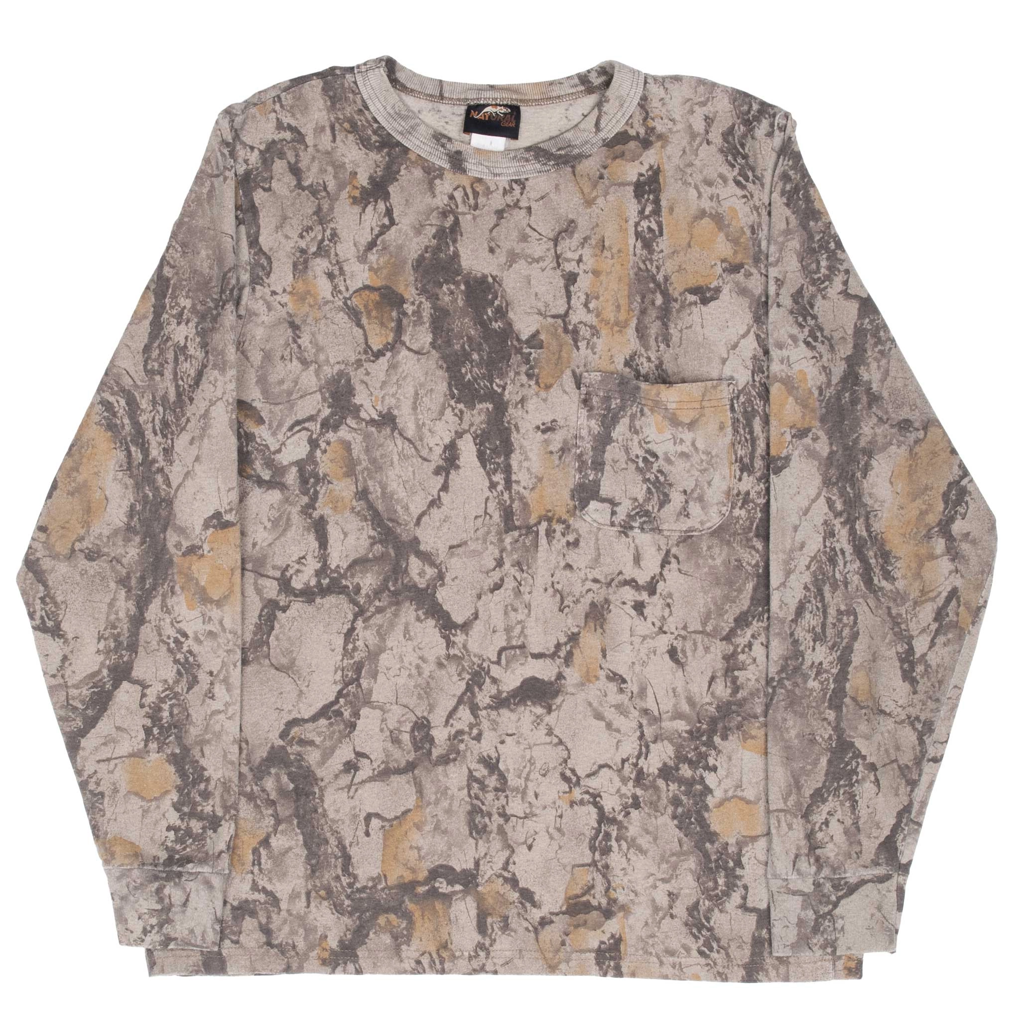 VINTAGE HUNTING NATURAL GEAR CAMO LONG SLEEVE POCKET TEE SHIRT 1990S MEDIUM