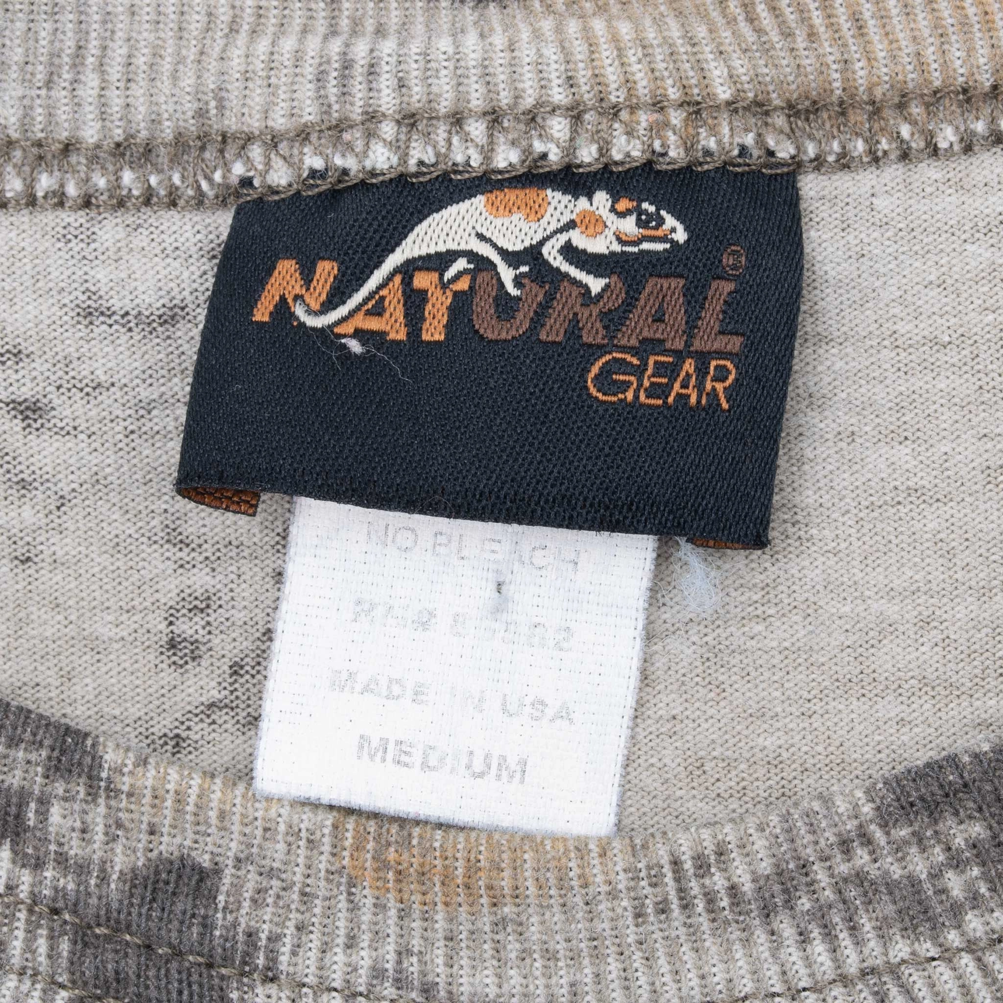 VINTAGE HUNTING NATURAL GEAR CAMO LONG SLEEVE POCKET TEE SHIRT 1990S MEDIUM