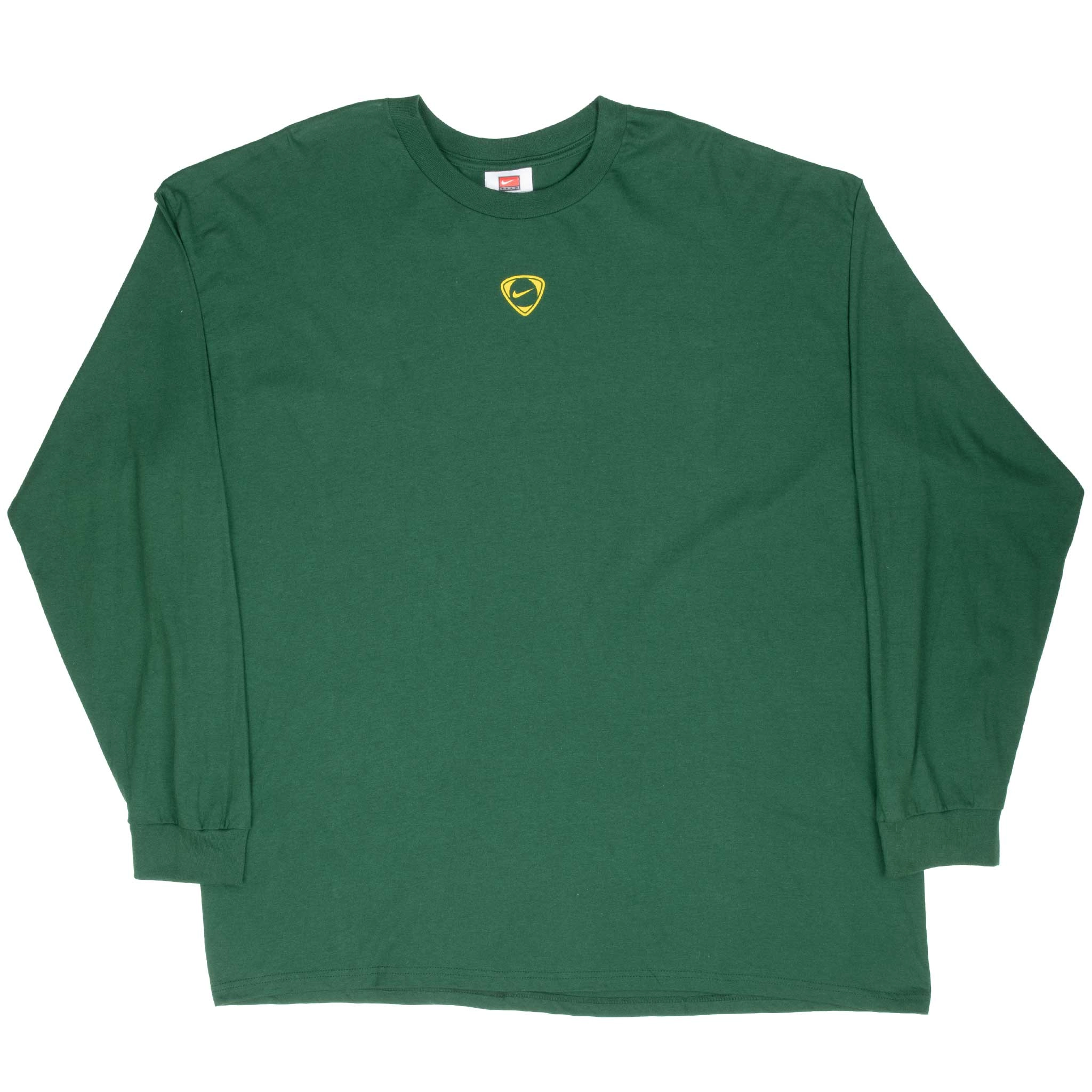 VINTAGE NIKE CENTER SWOOSH GREEN LONG SLEEVE TEE SHIRT 2000S 2XL