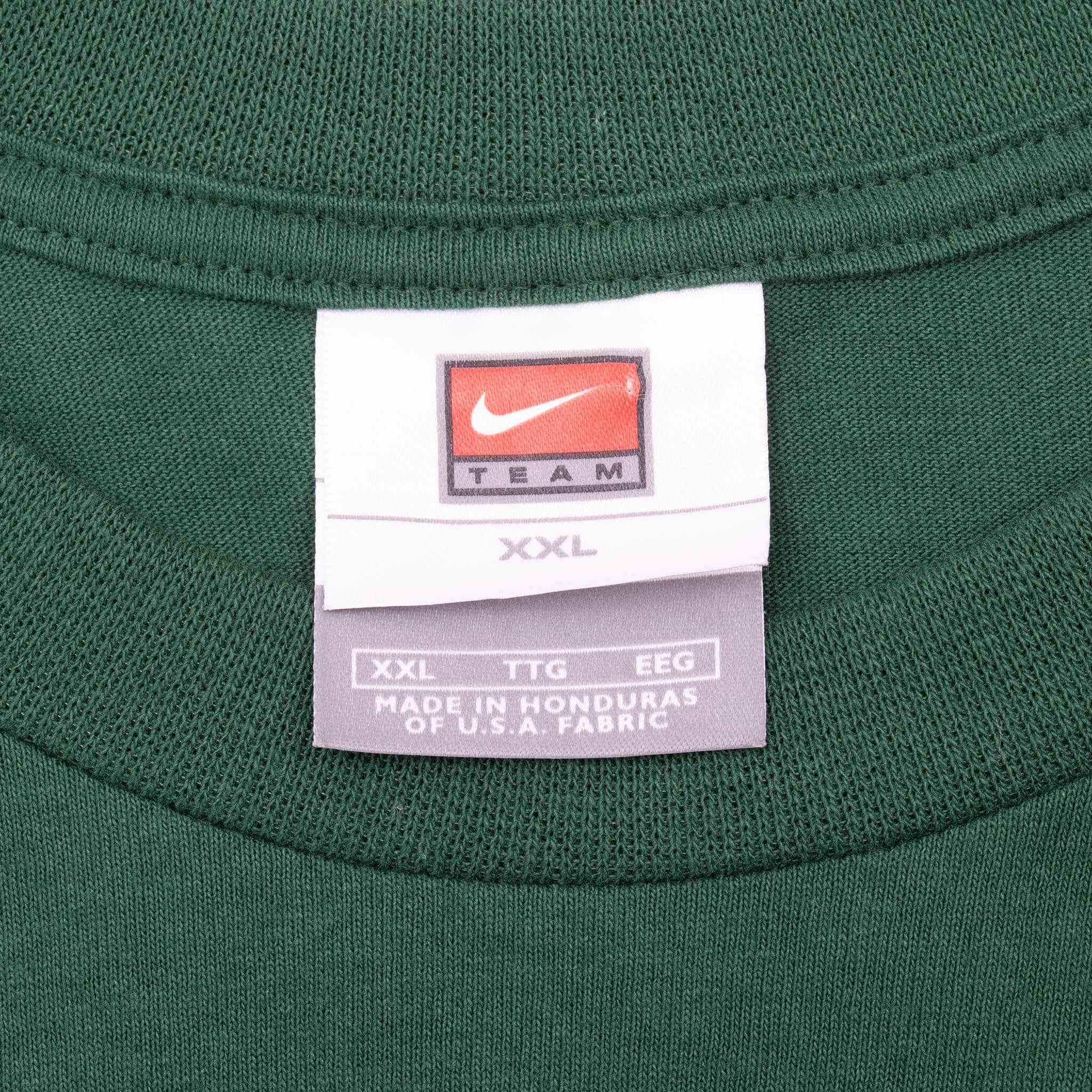 VINTAGE NIKE CENTER SWOOSH GREEN LONG SLEEVE TEE SHIRT 2000S 2XL