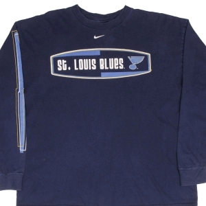 VINTAGE NIKE NHL ST LOUIS BLUES CENTER SWOOSH LONG SLEEVE TEE SHIRT 1990S LARGE