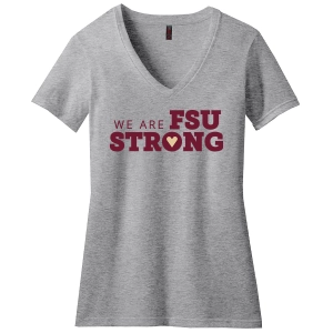 Women's We Are FSU Strong Short Sleeve V-neck T-shirt - Grey