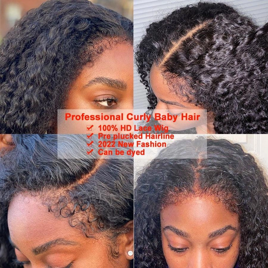WOWANGEL 4C Edges 360 Invisible Strap HD Lace Wig Kinky Straight