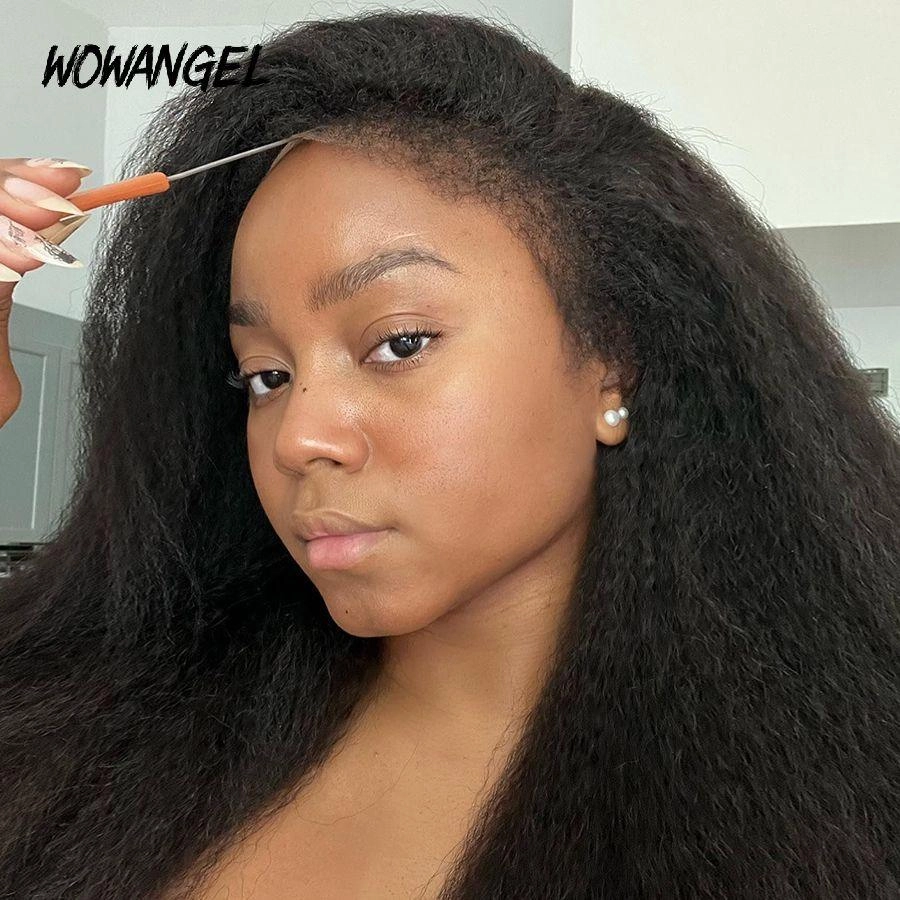 WOWANGEL 4C Edges 360 Invisible Strap HD Lace Wig Kinky Straight