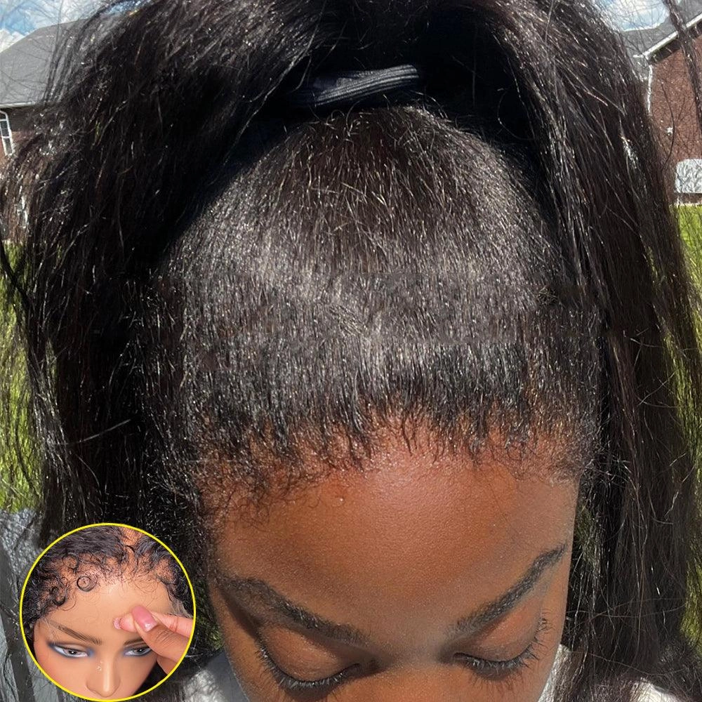 WOWANGEL 4C Edges 360 Invisible Strap HD Lace Wig Kinky Straight