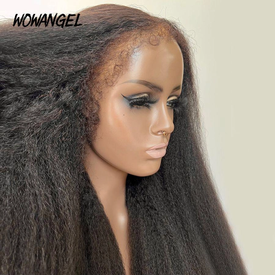 WOWANGEL 4C Edges 360 Invisible Strap HD Lace Wig Kinky Straight