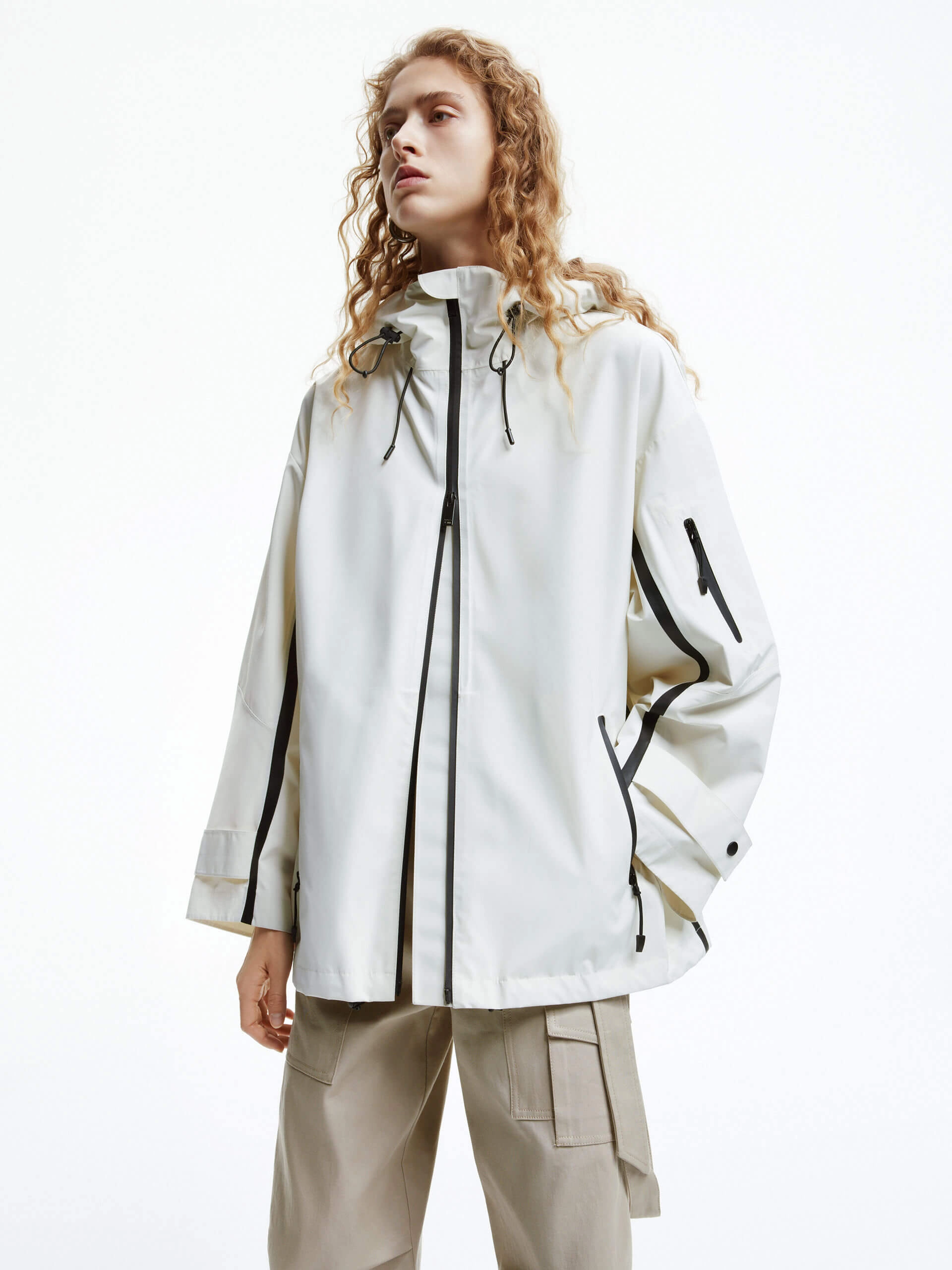 Zipper Detail Hooded Jacket