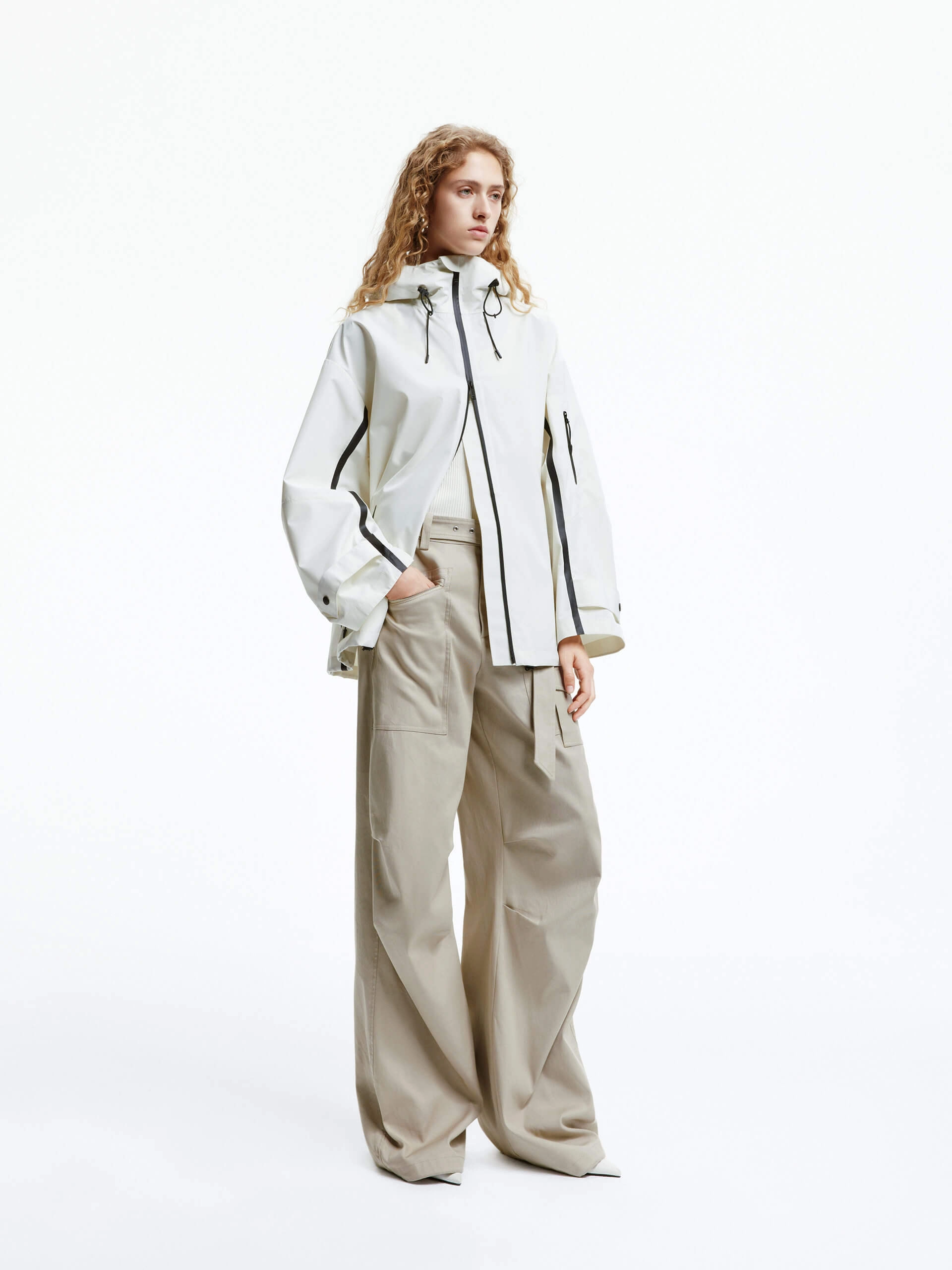 Zipper Detail Hooded Jacket